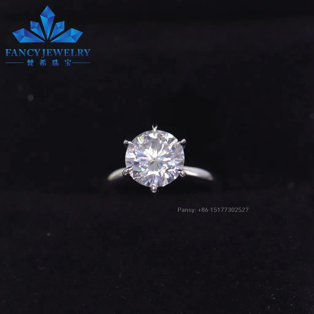 4.25 / 18k White gold 18K White Gold Solitaire Engagement Ring 2.5CT 8.5mm D Color VVS1 Round Shape Moissanite Diamond Ring Jewelry