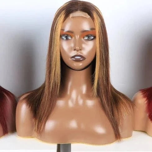 4/30 / 10 Inches Factory Wholesale Double Drawn Wigs 150 200 Density Bob Lace Frontal Wigs Straight Human Hair Premium Human Hair Bob For Women