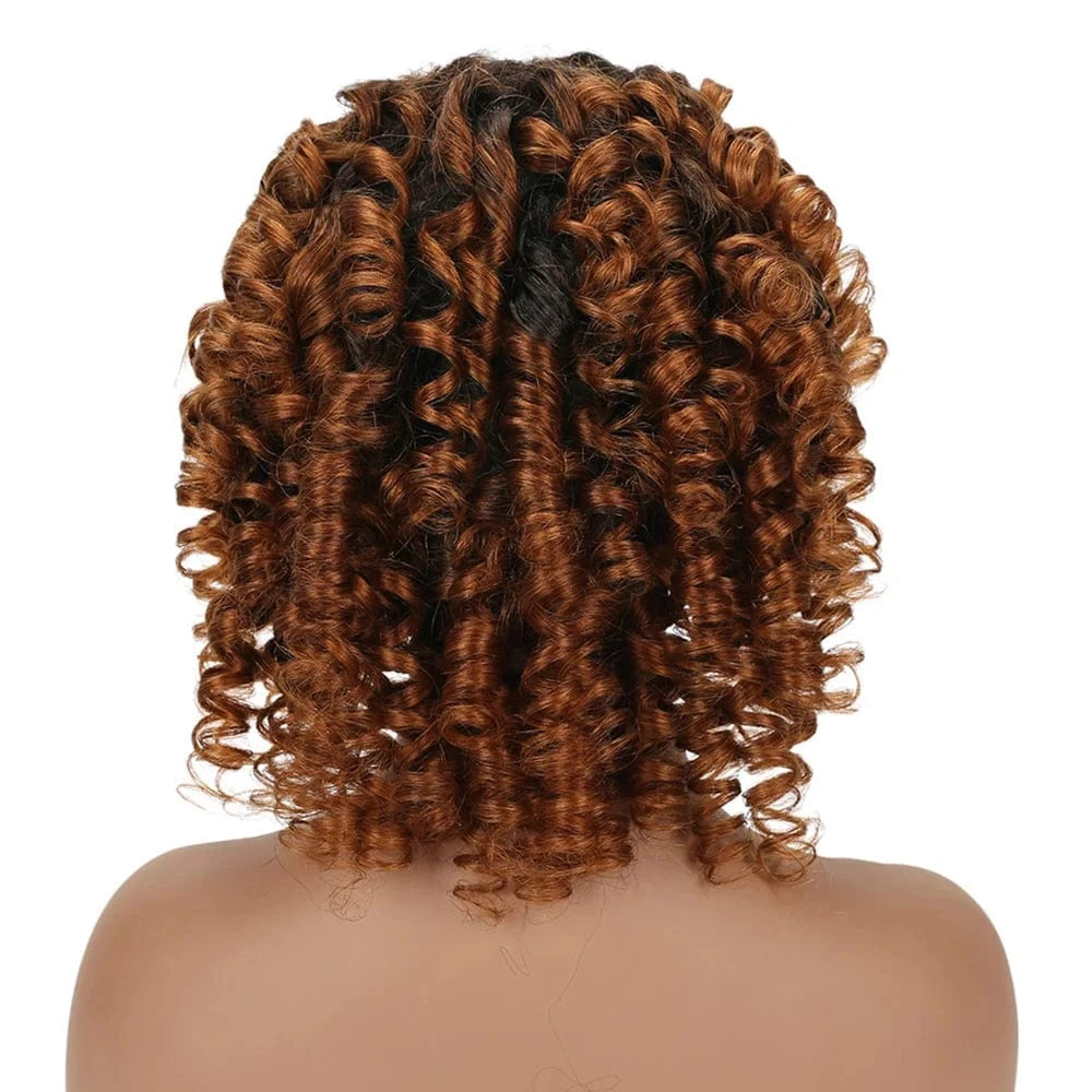 4*4 wig 1b/30 / 8 Inches 1B/27 Ombre Color funmi bouncy curls virgin hair wigs for black women