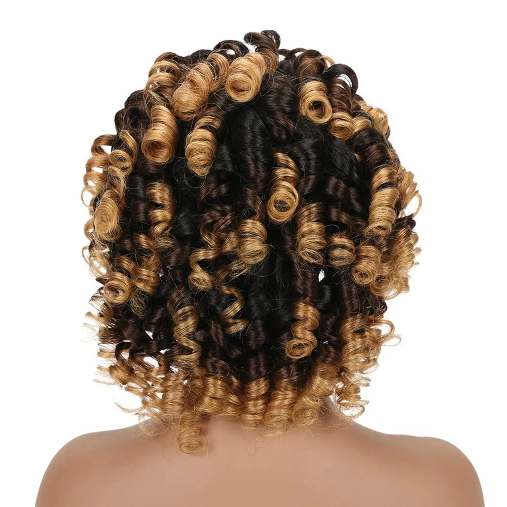 4*4 wig 1b/4/27 / 18 Inches 1B/27 Ombre Color funmi bouncy curls virgin hair wigs for black women