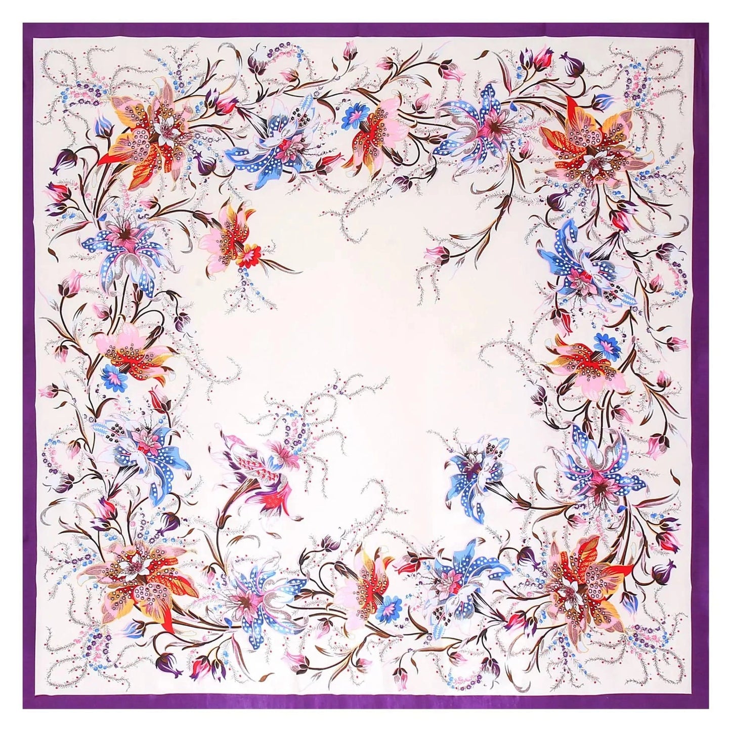 4 Fashion simple garden style floral flower professional women's square scarf imitation silk scarf scarf gift