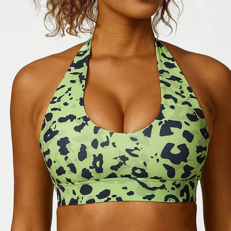 4 Pcs Leopard Yoga Set Summer High Waist Stretch Butt Gym Leggings Shorts Halter Sling Yoga Bra Workout Sets Suits Sports Wear