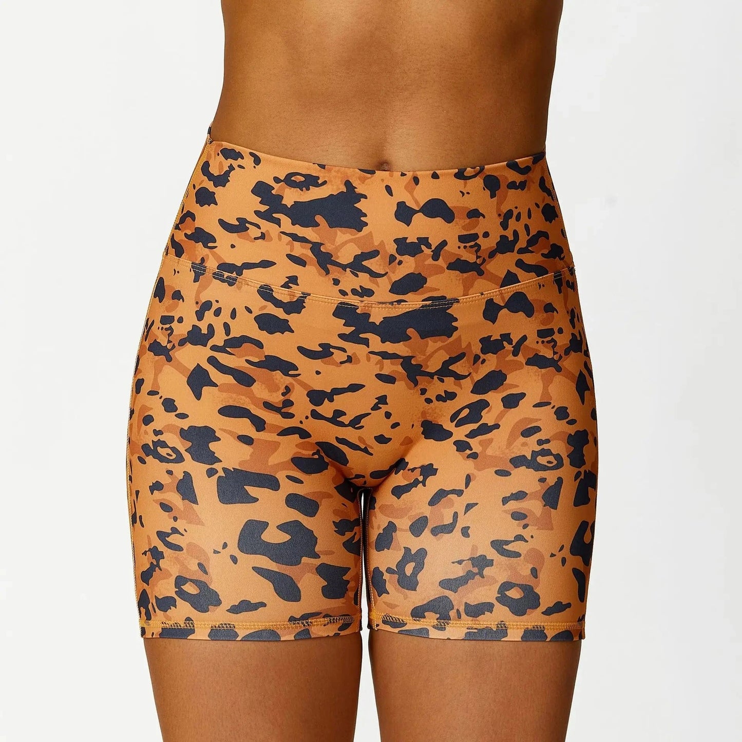 4 Pcs Leopard Yoga Set Summer High Waist Stretch Butt Gym Leggings Shorts Halter Sling Yoga Bra Workout Sets Suits Sports Wear