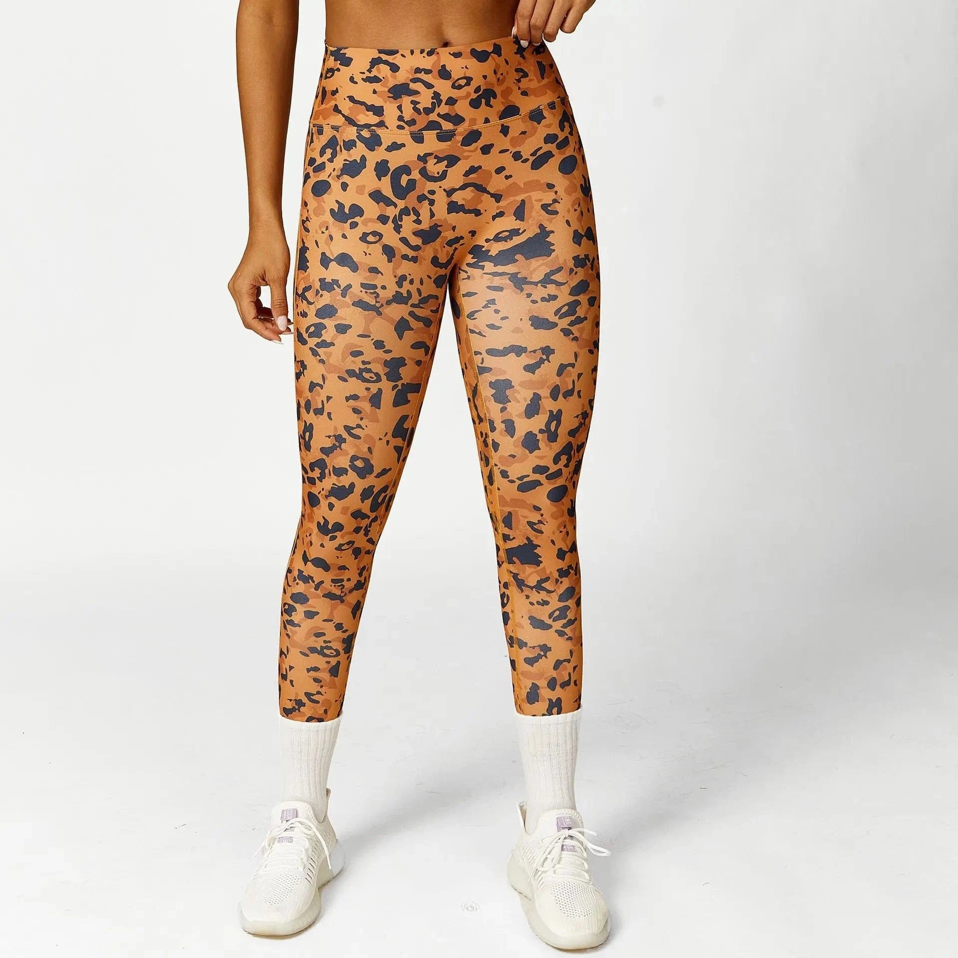 4 Pcs Leopard Yoga Set Summer High Waist Stretch Butt Gym Leggings Shorts Halter Sling Yoga Bra Workout Sets Suits Sports Wear