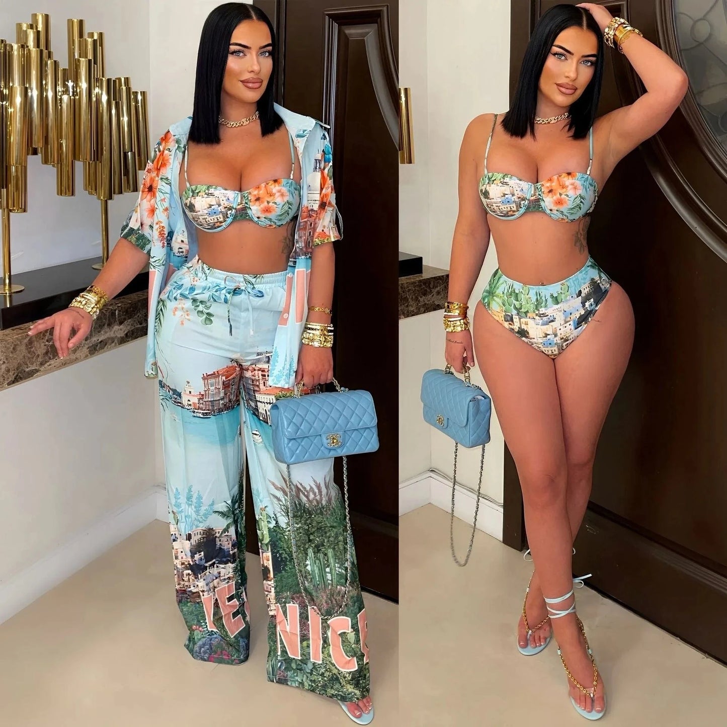 4 Piece Set Africa Clothes African Dashiki New Dashiki Fashion Suit Top And Pants Suits Trousers Ropa Dama Party For Lady