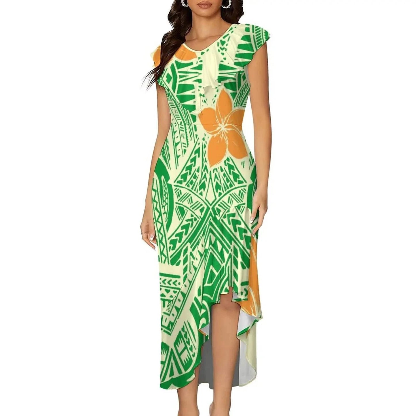 4 XL / 0380Y1 Pink Casual Mermaid Maxi Dress Custom On Demand Plus Size Bodycon Sexy Samoan Puletasi Dresses For Women