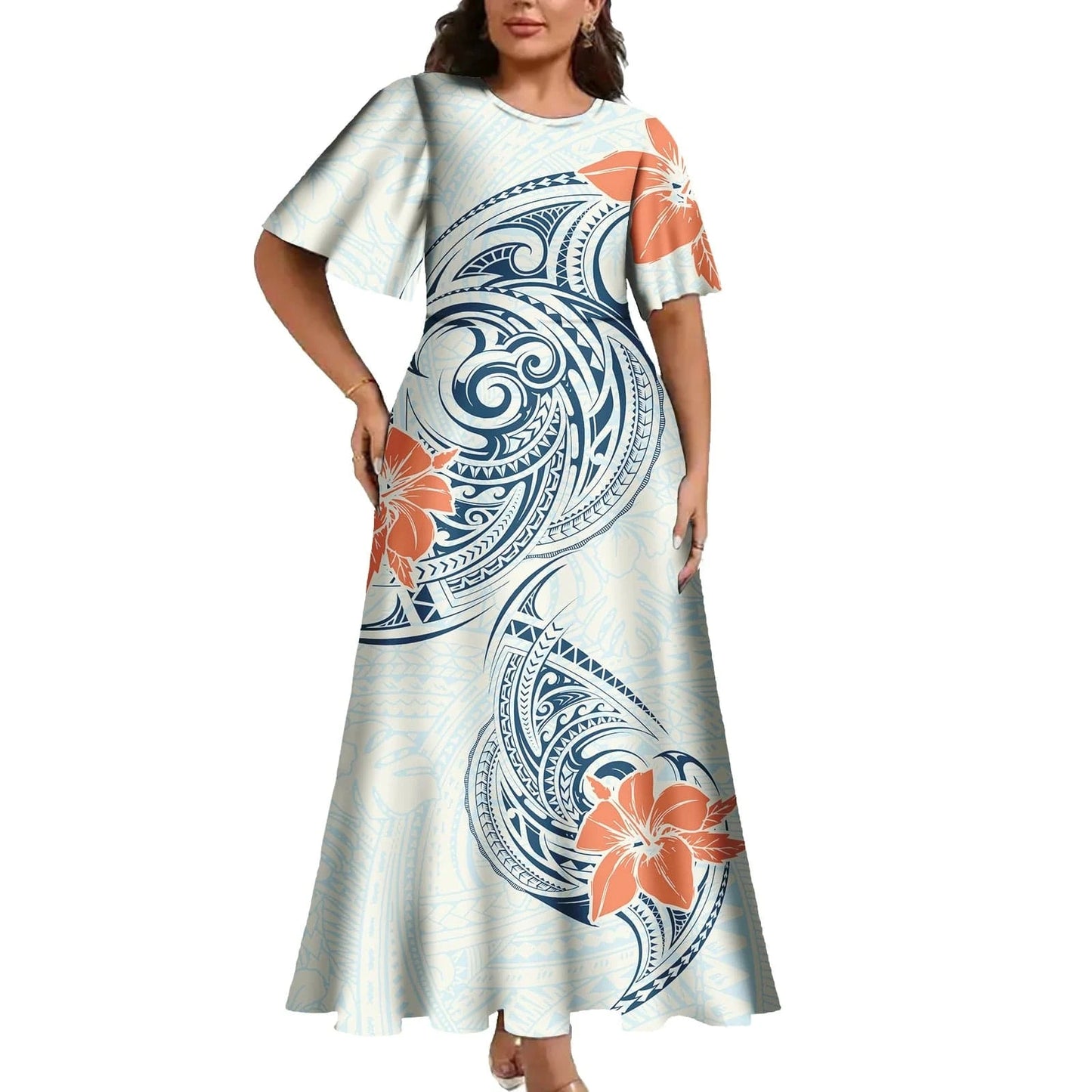 4 XL / 0554L-2987 Casual Women Dresses Elegant Clothing Dropship Print on Demand Samoan Polynesian Tribal Luxury Ladies Dresses Women Clothing
