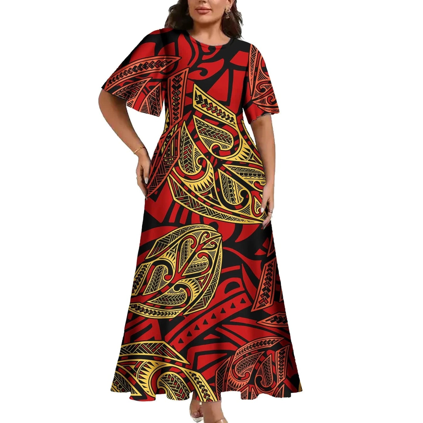 4 XL / 0561L-2987 Casual Women Dresses Elegant Clothing Dropship Print on Demand Samoan Polynesian Tribal Luxury Ladies Dresses Women Clothing