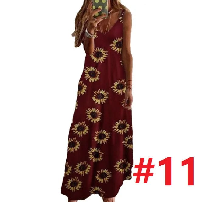 4 XL / 12 Slip Dress Summer 2024 Bohemian Sleeveless Backless Stylish Floral Casual Maxi Dress Sundresses For Women Evening Dress