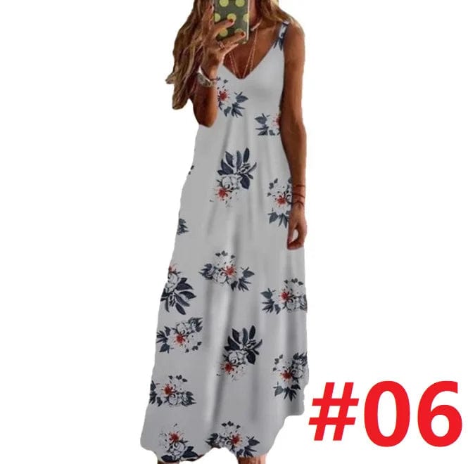 4 XL / 7 Slip Dress Summer 2024 Bohemian Sleeveless Backless Stylish Floral Casual Maxi Dress Sundresses For Women Evening Dress