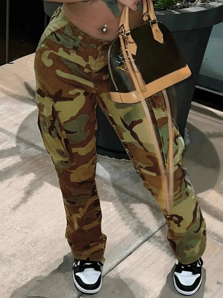 4 XL / Camo 2 TB5550 Wholesale boutique clothing streetwear fall 2024 women clothes oversize trouser casual camo pants plus size women's pants