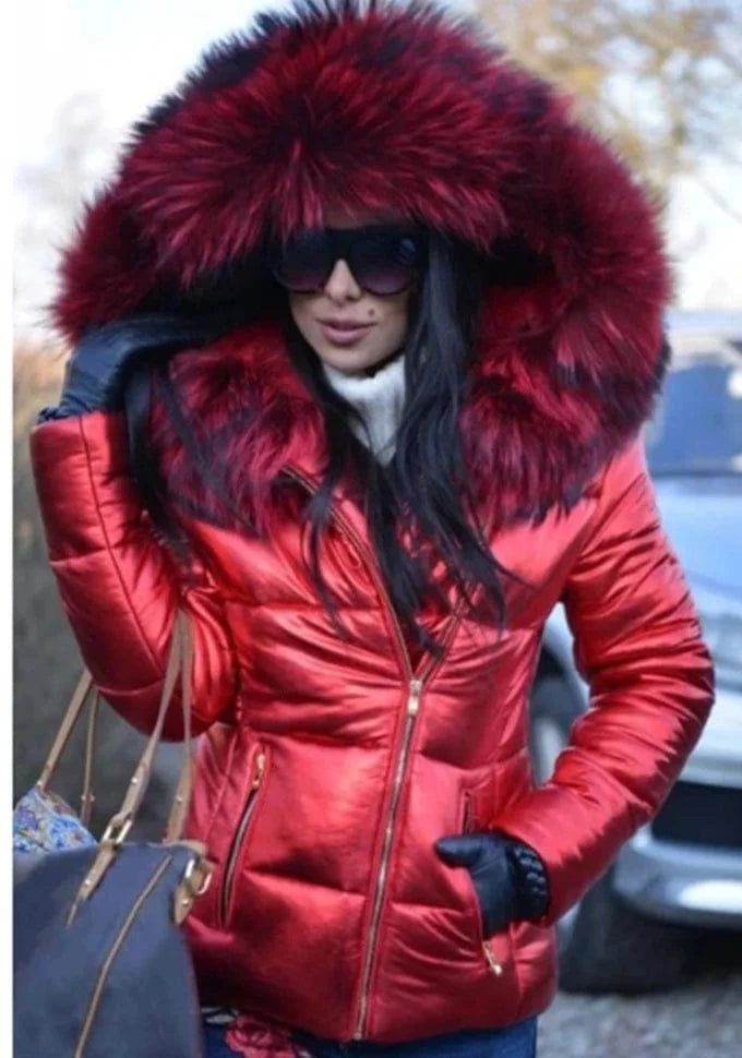 4 XL / Red Liu Ming New Trending High Quality Winter Women Clothes Warm Windproof Fur Down Jacket Hooded Parkas Coat