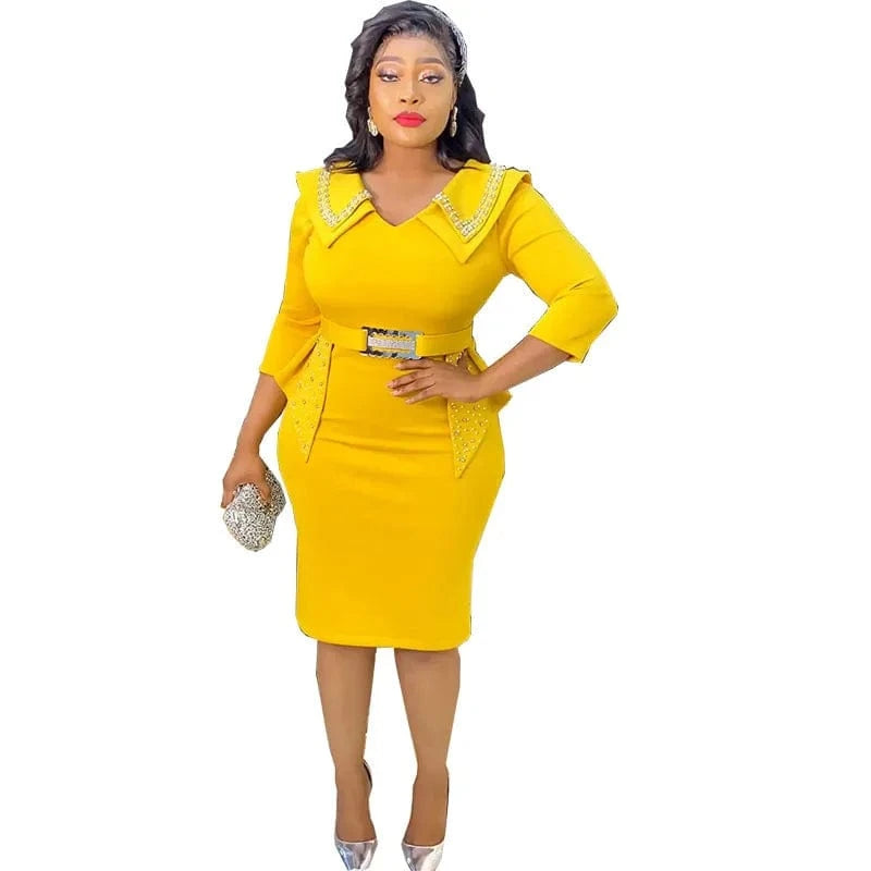 4 XL / Yellow Line party dresses women african dresses for women clothing