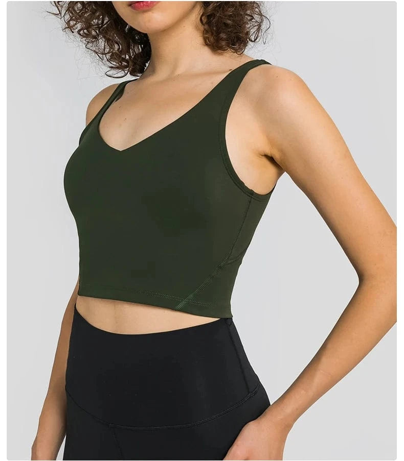 4/XS / Retro green 2024 Lemon Beautiful Back Fitness Female High Strength Shockproof Align Women Yoga Bra Top Running Sports Vest For Workout