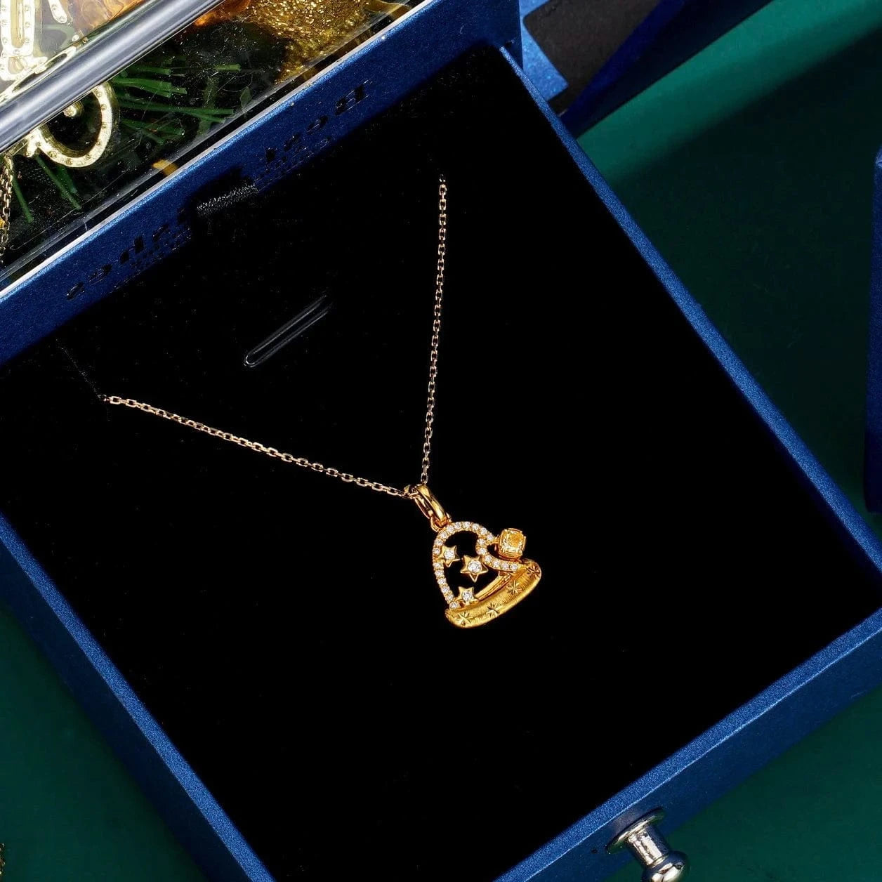 40-45cm / 18k gold New Design Solid 18k Gold Necklace Real Yellow Diamond Necklace Christmas Santa Hat Necklace Custom Jewelry for Christmas Gift