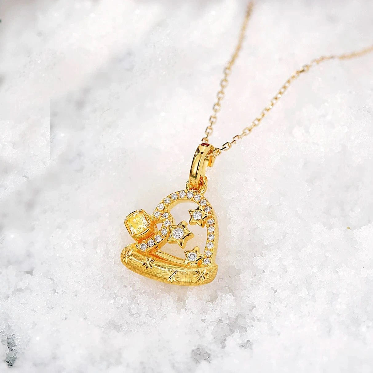 40-45cm / 18k gold New Design Solid 18k Gold Necklace Real Yellow Diamond Necklace Christmas Santa Hat Necklace Custom Jewelry for Christmas Gift