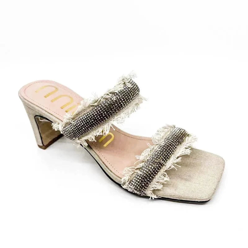 40 / Beige Dropshipping Custom Logo Fashion Rhinestone Women's Summer High Heels Sandals Sexy Ladies Party Shoes