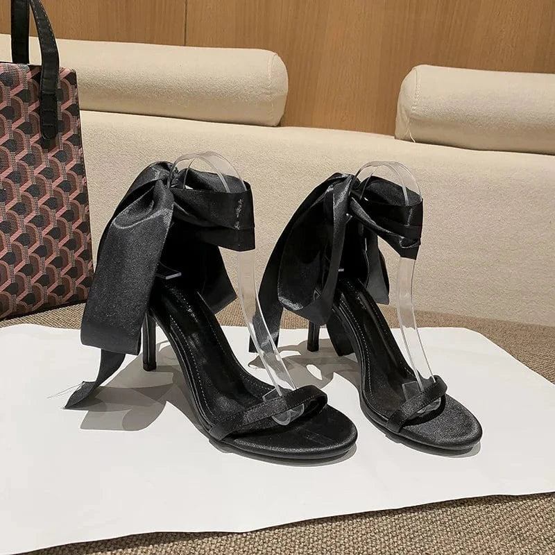 40 / Black(8cm)` New Female Summer Autumn High Heels Stilettos Women Round-toe T-strap Sandals Sexy Party Banquet Ladies Dress Shoes