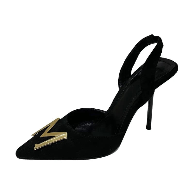40 / Black Black Woman Pumps Metal Square Buckle Women Heels Sexy Banquet Shoes Pointed Toe Stiletto Plus Size 42