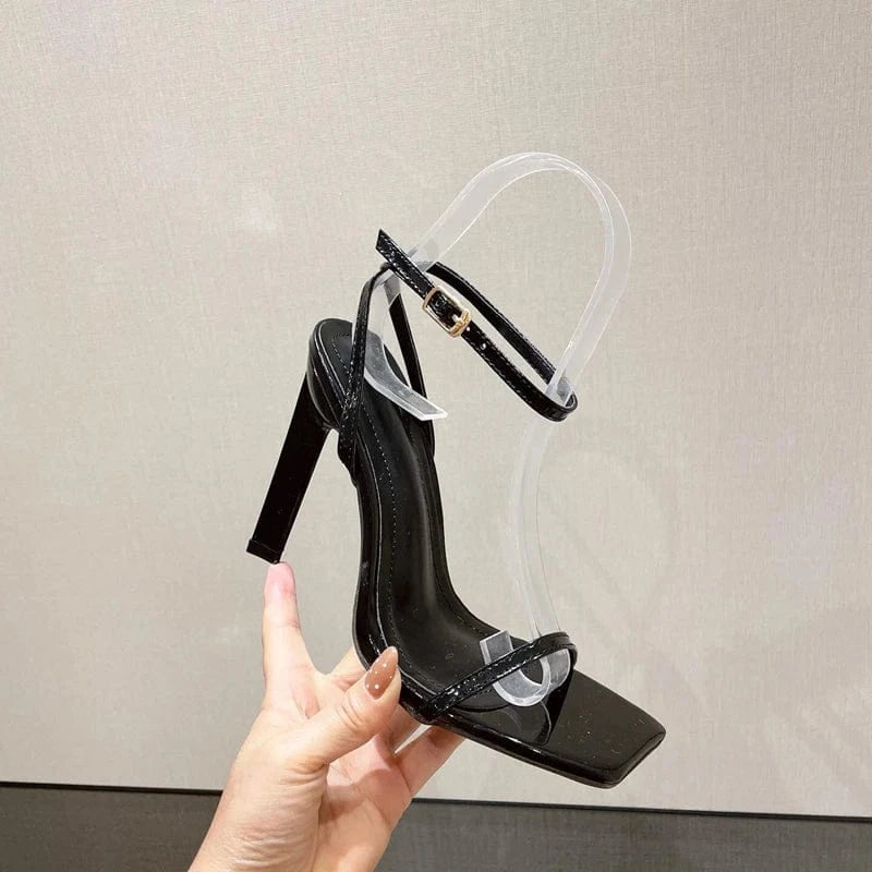 40 / Black Fresh Orange Lace Up Sexy Sandals for Women Summer High Heel Shoes Square Toe High Heel Dress Sandal Big Size43 zapatillas mujer