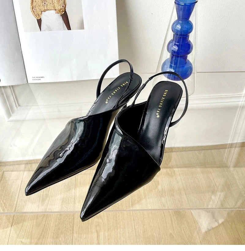 40 / Black Silver black wine red fluorescent yellow white spring and summer 2023 new fashion pointed high heel sandals