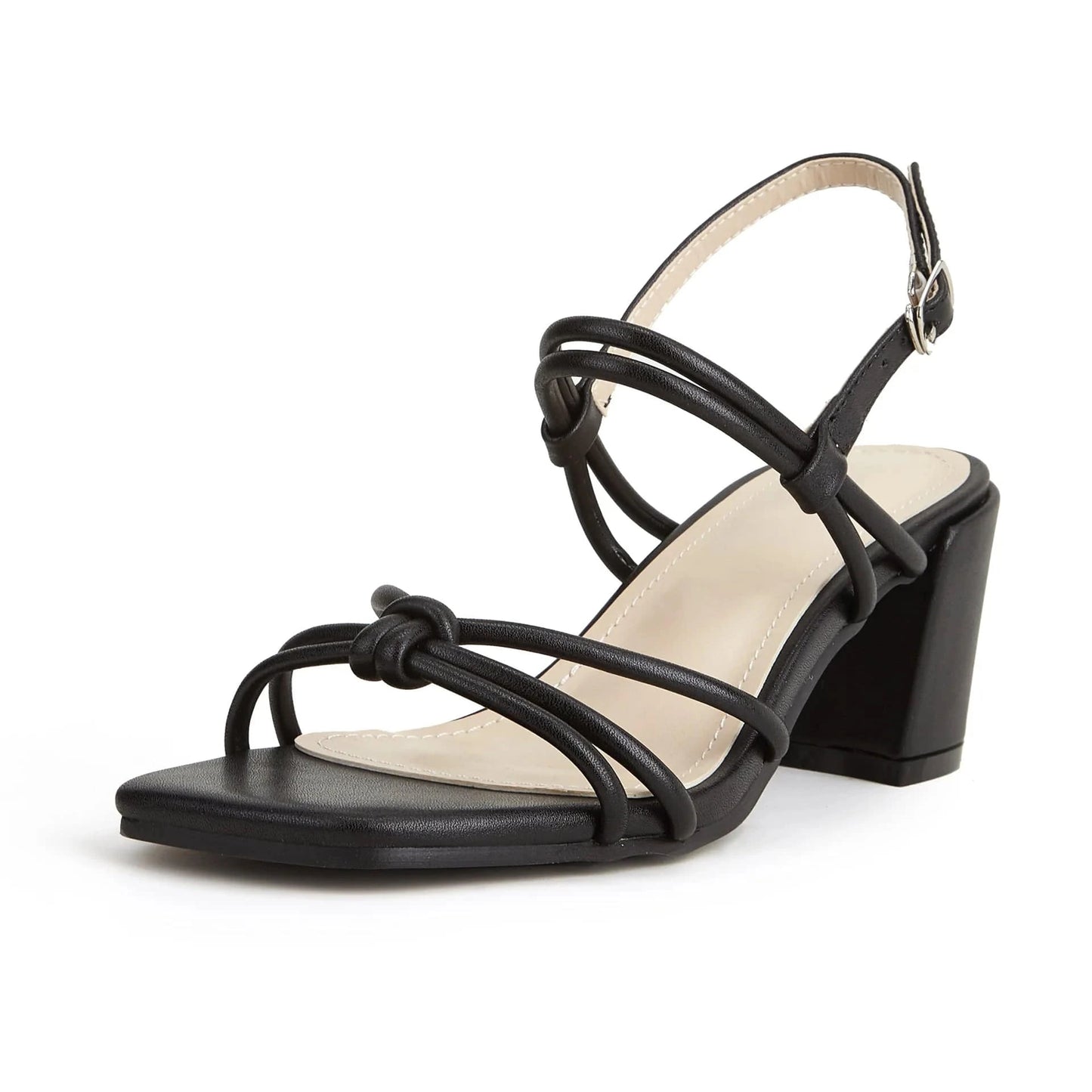 40 / Black Summer Outside Square-toe Ankle Buckle Female Block Heels Ankle Strap Slingback Sandals for Women and Ladies