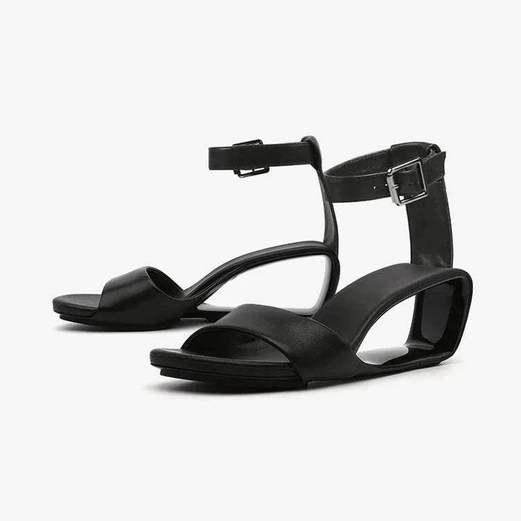 40 / Black Women Casual Sandals Simple Solid Color Open-toe Mujer Zapatos Hollow Out Ankle Strap High Heel Sandals Ladies Outdoor Sandalias