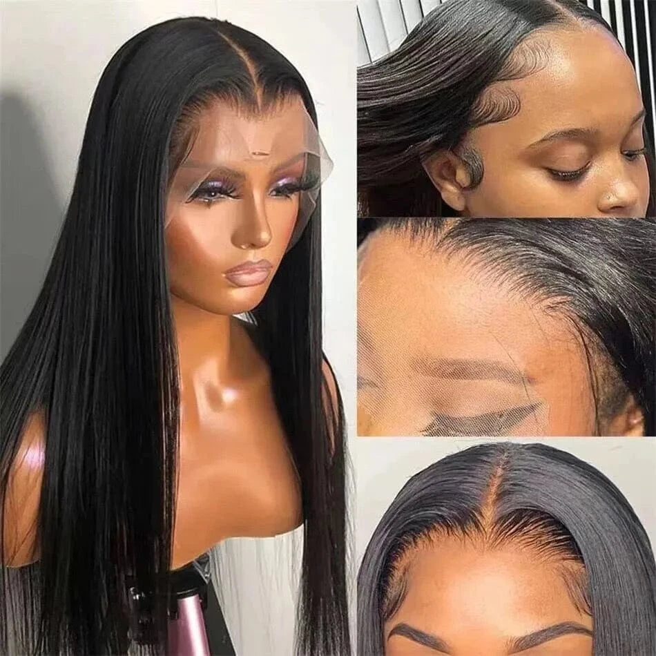 40 inch Wholesale Cheap Brazilian Virgin Hair Wigs Natural Color Silky Straight Wave Lace Front Transparent Raw Indian Hair Wig