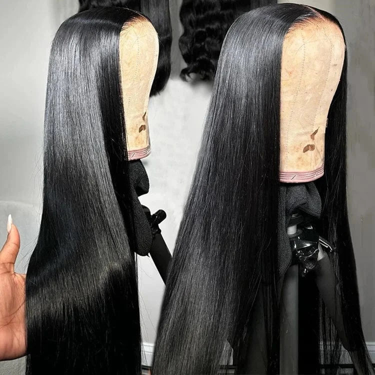 40 inch Wholesale Cheap Brazilian Virgin Hair Wigs Natural Color Silky Straight Wave Lace Front Transparent Raw Indian Hair Wig