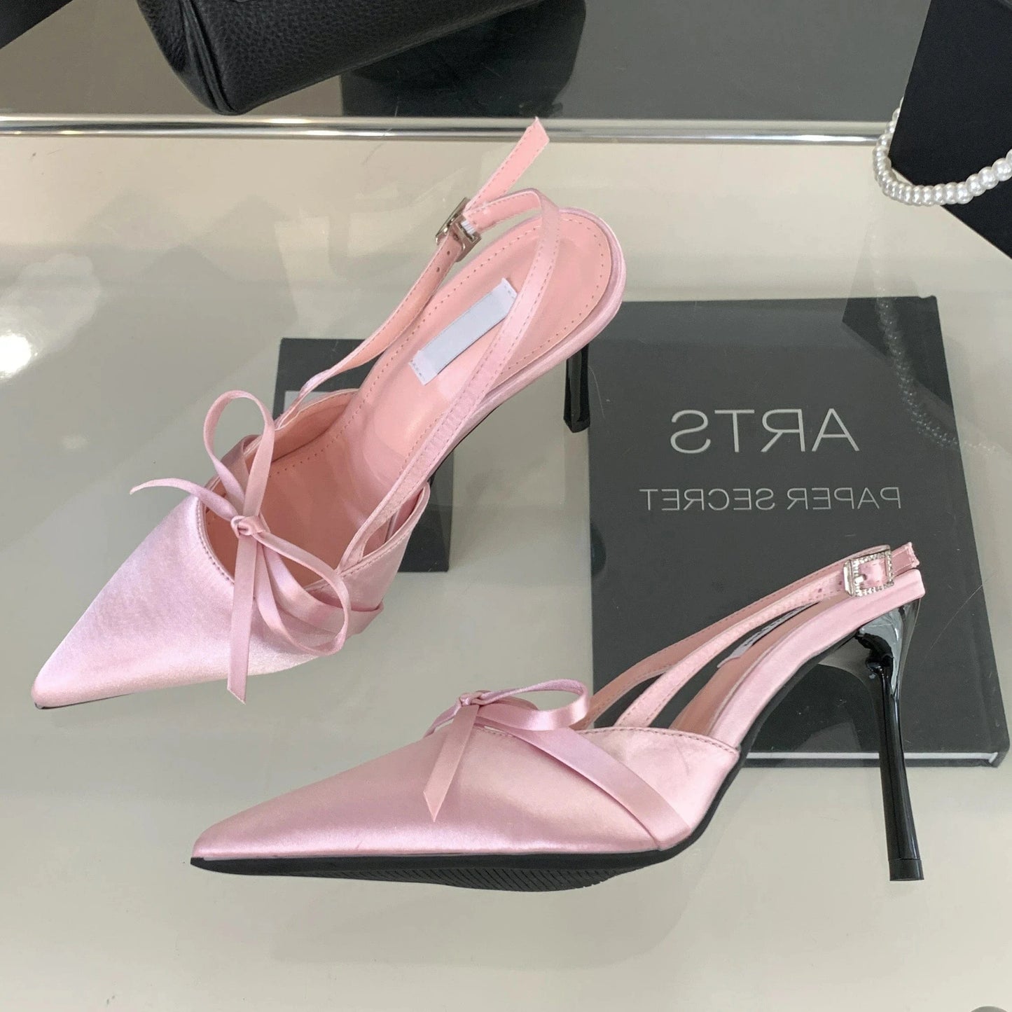 40 / Pink 2024 hot sale New pointed bow temperament women's party fashion high heels