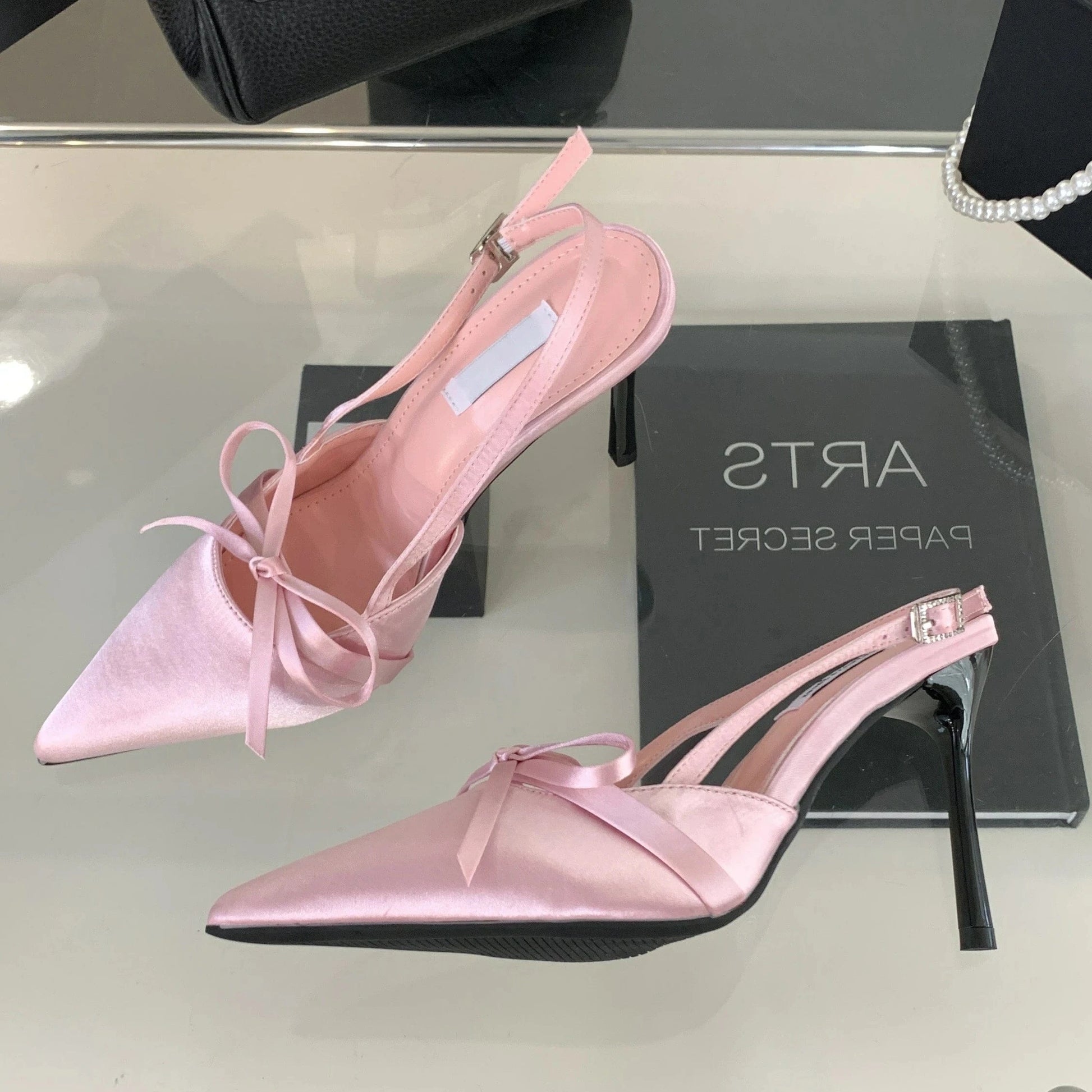 40 / Pink 2024 hot sale New pointed bow temperament women's party fashion high heels