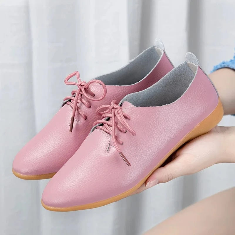 40 / Pink 35-44 large size small white shoes single shoes 16 colors cowhide casual office flat closed shoes for women