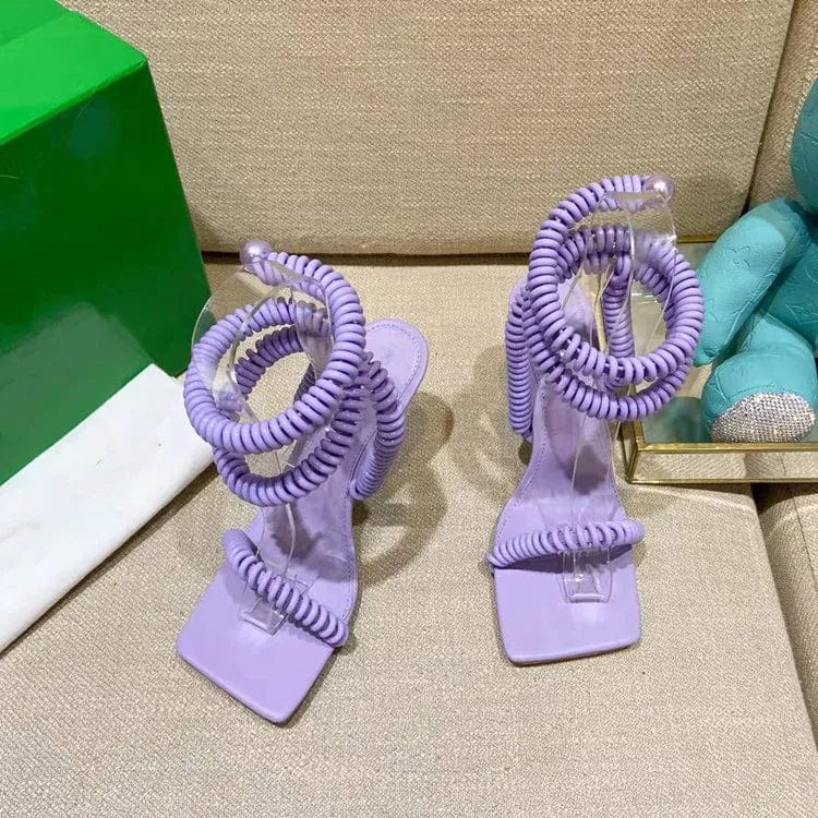 40 / Purple OUDINA 2022 Trendy Fashion Elegant High Quality High Heel Shoes For Women Sandals High Heels