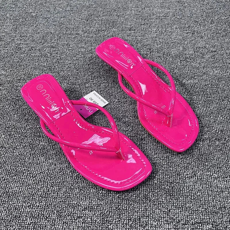 40 / rose Red Ladies low heel slippers luxury leisure flip flops sandals sexy stiletto ladies sliders slipper women slippers sandals