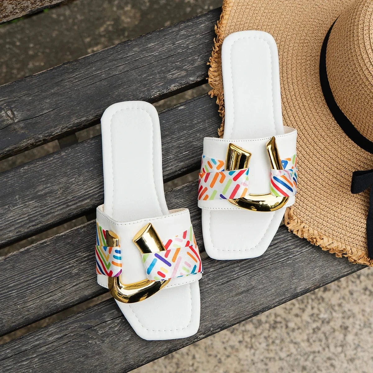 40 / White 2024 New Plus Size Women Flat Slippers Head Simple Women Casual Sandals for Women PU Rubber Microfiber Summer Slippers