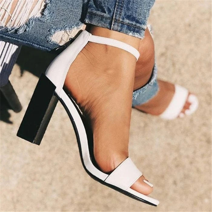 40 / White Wholesale cheap ladies office shoes new design ladies ankle straps high heel sandals for women