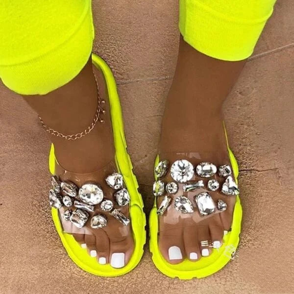 40 / Yellow Stylish mules shoes women flat sandalias de verano women footwear slipper ladies shoe and sandal