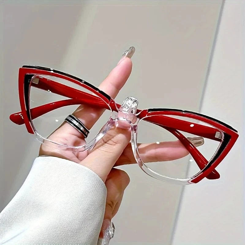 400 / Black Red Vintage Cat-Eye Full Rim Reading Glasses Non-Prescription, PC Frame & Lens, Elegant Design, Range  1.0 to  4.0