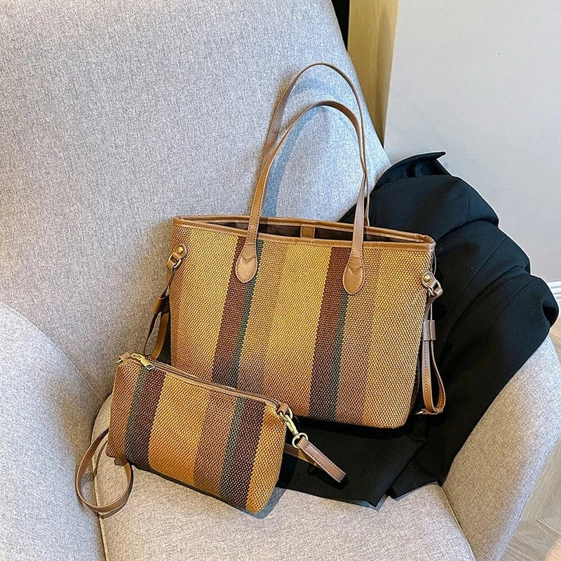 40cm*12cm*25cm / brown Wholesale New Good Quality Handbags 2024 Light Lady High Capacity Tote Bags Lady Design 2 in 1 Purses For Females