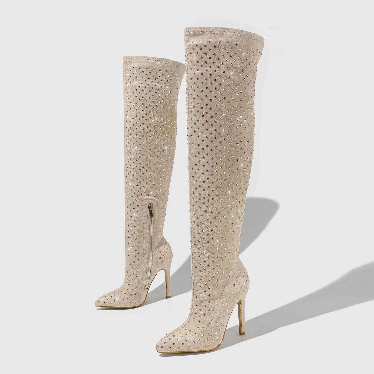 41 / apricot Pointed Toe Boots jazz dance high-heel knee-high long tube hot girls big tube heap boots 2024