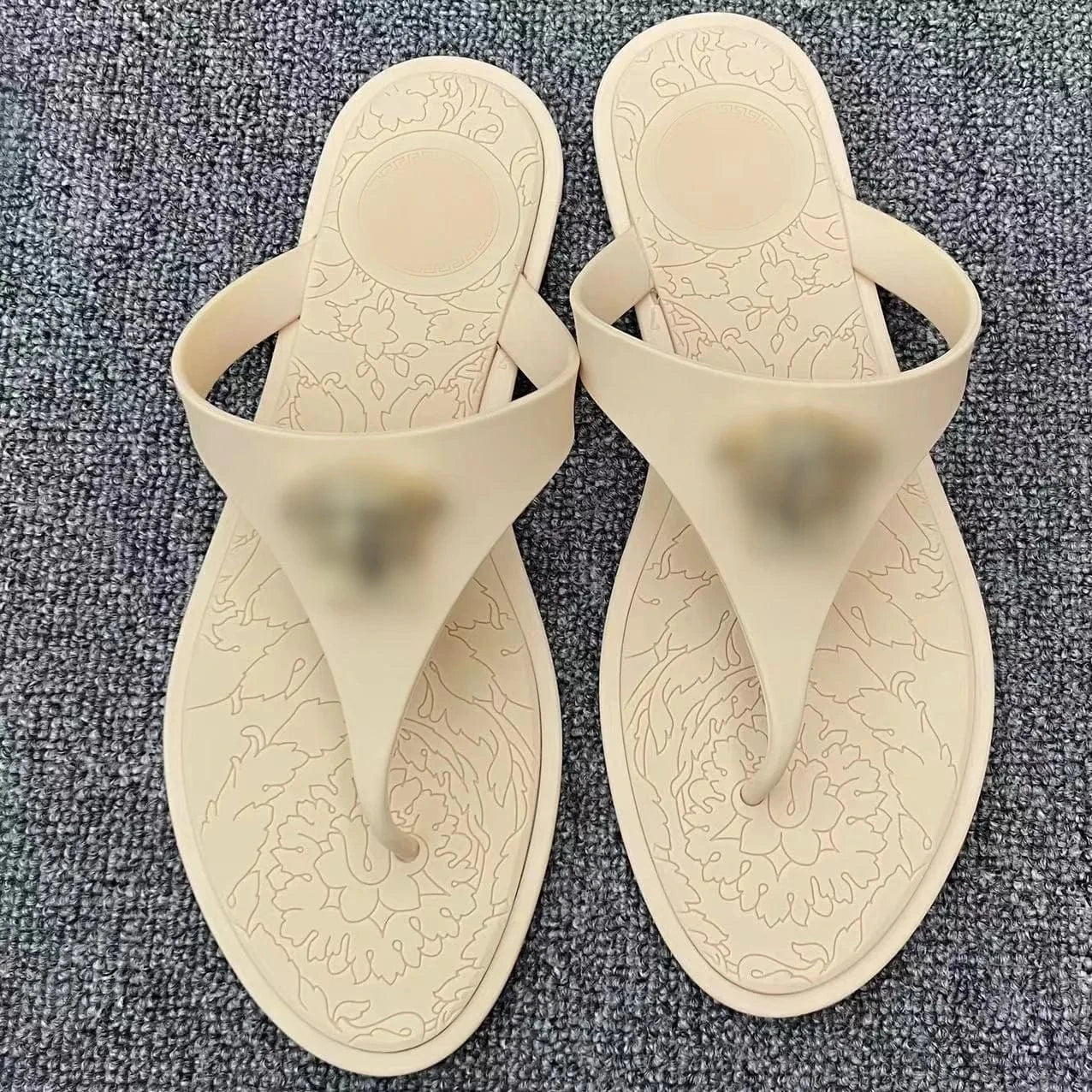 41 / apricot Wholesale designer brand sandal fashion summer ladies flat slipper black PU leather flip flops slippers for women