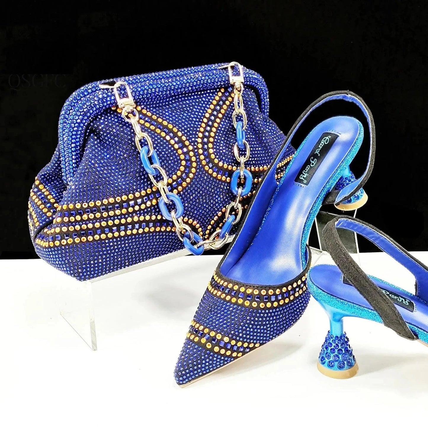 41 / Blue Low Heel Shoes Matching Clutch Bag For Women Beautiful Design African Set Of Fashion Bag And Shoes For Ladies Daily Party