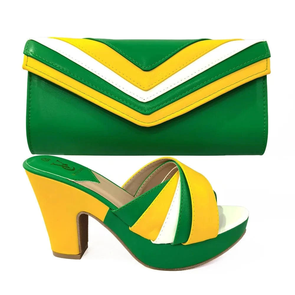 41 / Green African Nigerian Turkey Italian Ladies Fashion Bags With Shoes With Bag Women for Party Women'S Bag Set