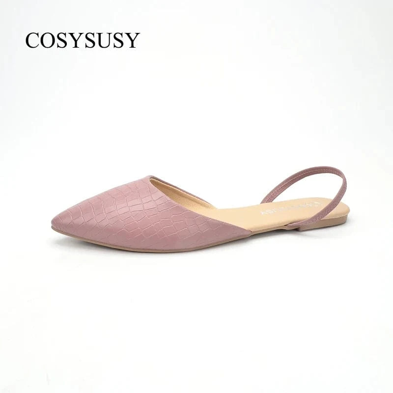 41 / Pink latest design trendy pointed toe ladies flat doll ballerina shoes for women flat