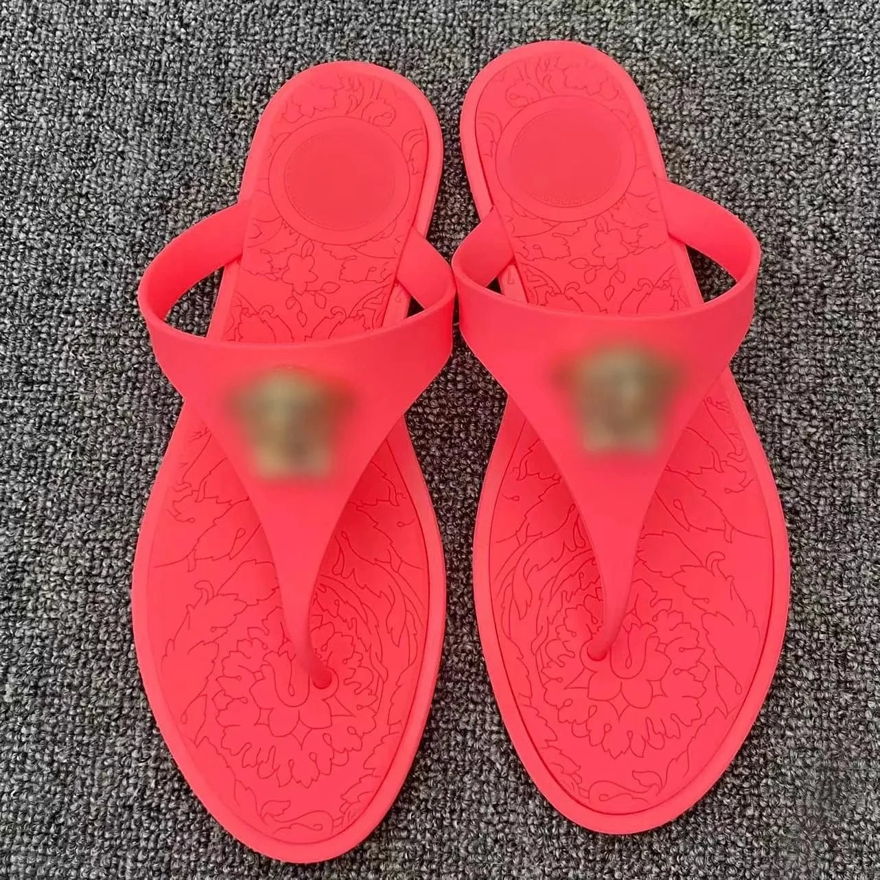 41 / Pink Red Wholesale designer brand sandal fashion summer ladies flat slipper black PU leather flip flops slippers for women