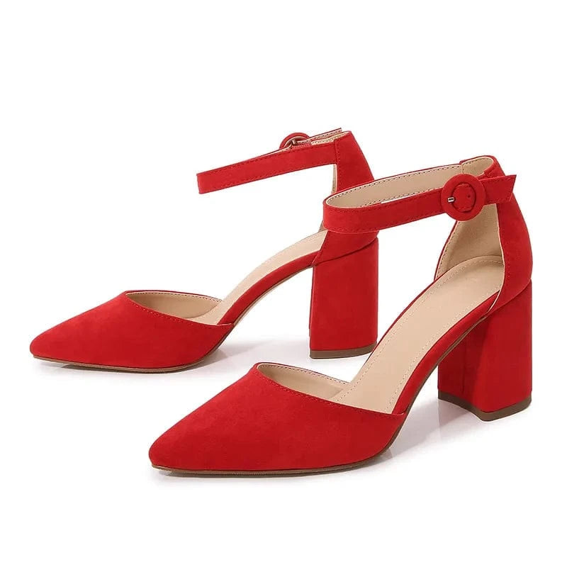 41 / Red 2024 Spot red pointed slope one line belt evening party fashion business commuting mature sexy women high heel sandals