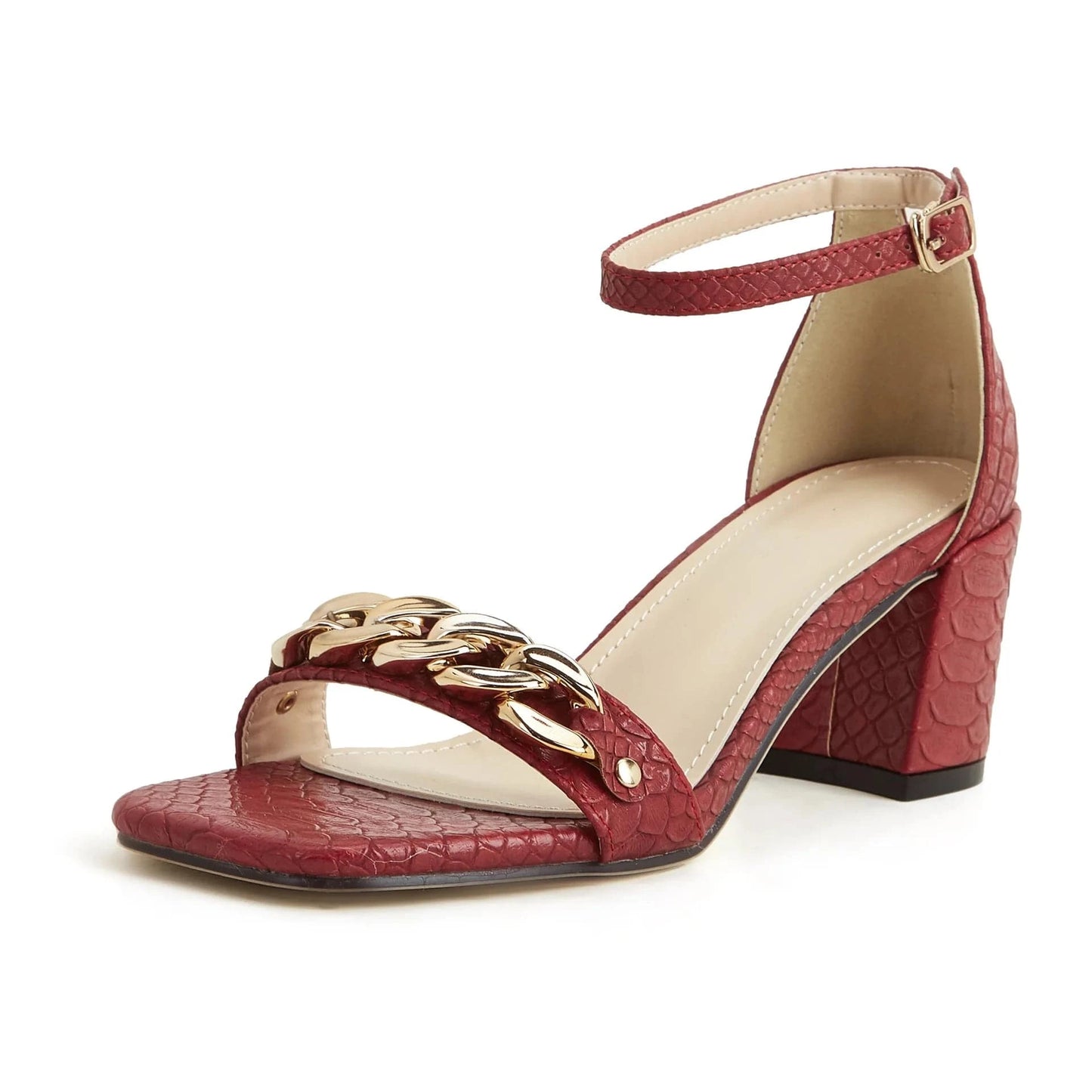 41 / Red Women T-strap Block Heels Sandals Peep Toe Mary Jane Sandals Ladies Fashion Summer Dress Shoes