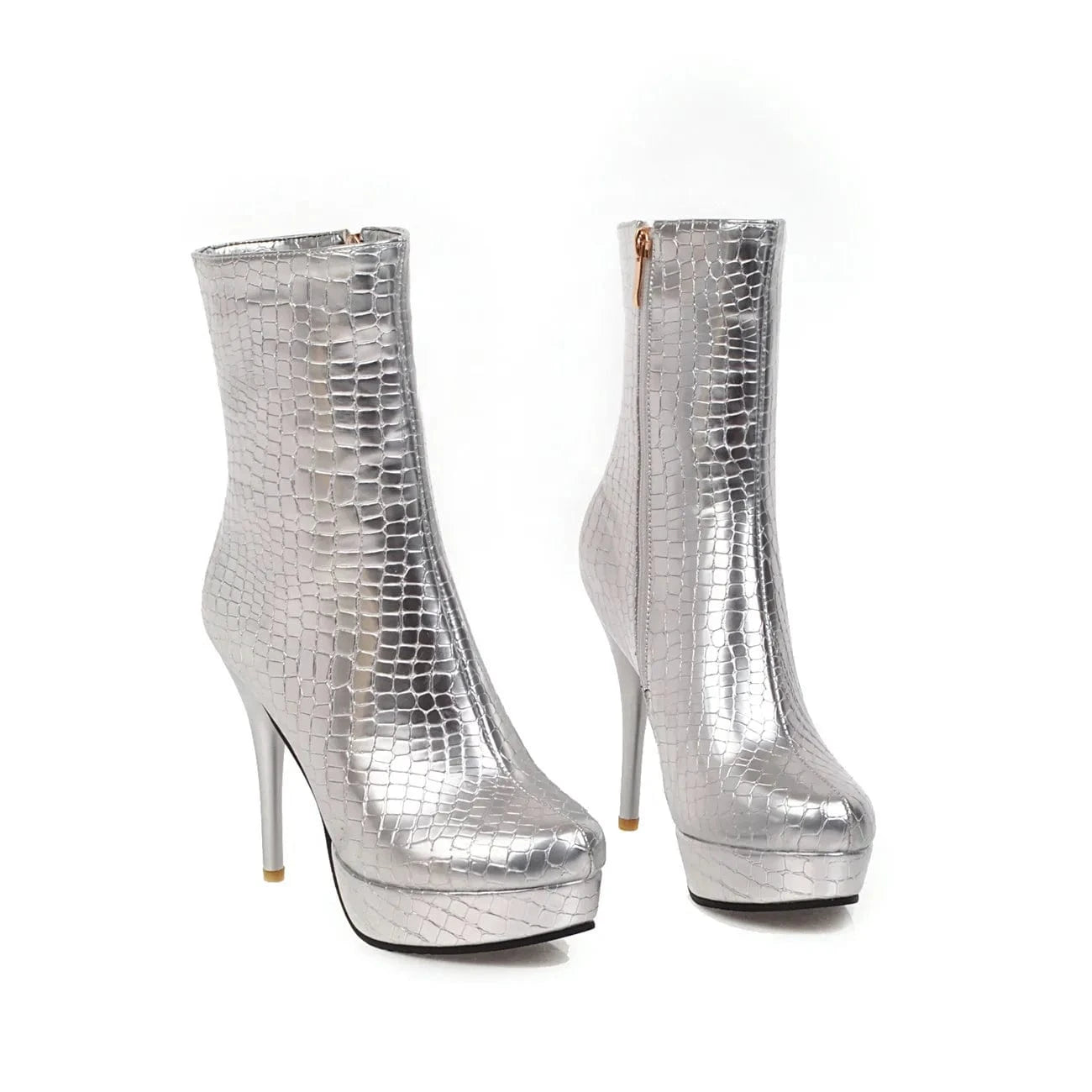 41 / silver AD 8-13 2023 Fashionable Platform Cowboy Boots Spring Autumn Casual Long Barrel Belt Buckle Boots Shark Round Toe Boots For Wome
