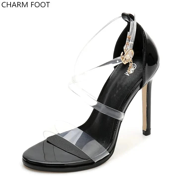 41 / transparent private label summer black classy for woman high heels sandals