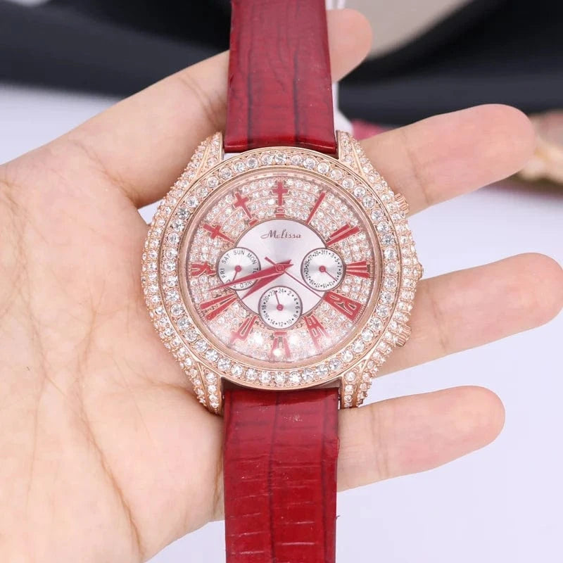 42 49mm 2 Luxury Unicorn Melissa Women's Watch Rhinestone Crystal Fashion Hour Real Leather Bracelet Clock Girl's Birthday Gift Box
